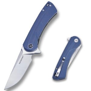 kerzeman folding pocket knife, 3.81 "d2 steel knife g10 handle edc knife, with pocket clip, liner lock, sharp survival knife, camping survival hiking knife kz-628-g10-bu