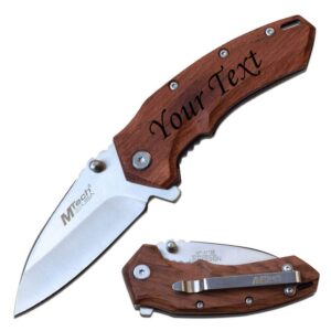 personalized elk ridge and m tech knife for groomsman, wedding,father's day gift, engraved with your personalizations, design your own (mt-a1158br)