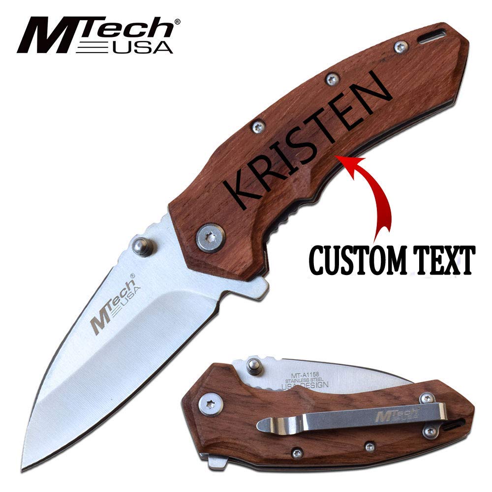 Personalized ELK Ridge and M Tech Knife For Groomsman, wedding,Father's Day Gift, Engraved With Your Personalizations, Design Your Own (MT-A1158BR)