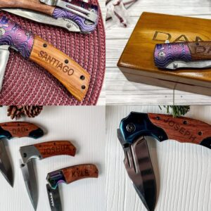 Wood Shop Engraved Pocket Knife Gifts For Men Stainless Steel 5" Blade With Ultra-Secure & Comfortable Belt Clip Personalized Engraved Knive for Everyday Carry, Groomsmen Camping Birthday Father's Day Or A Gift For Your Guys - This Knife Is The Perfect Ch