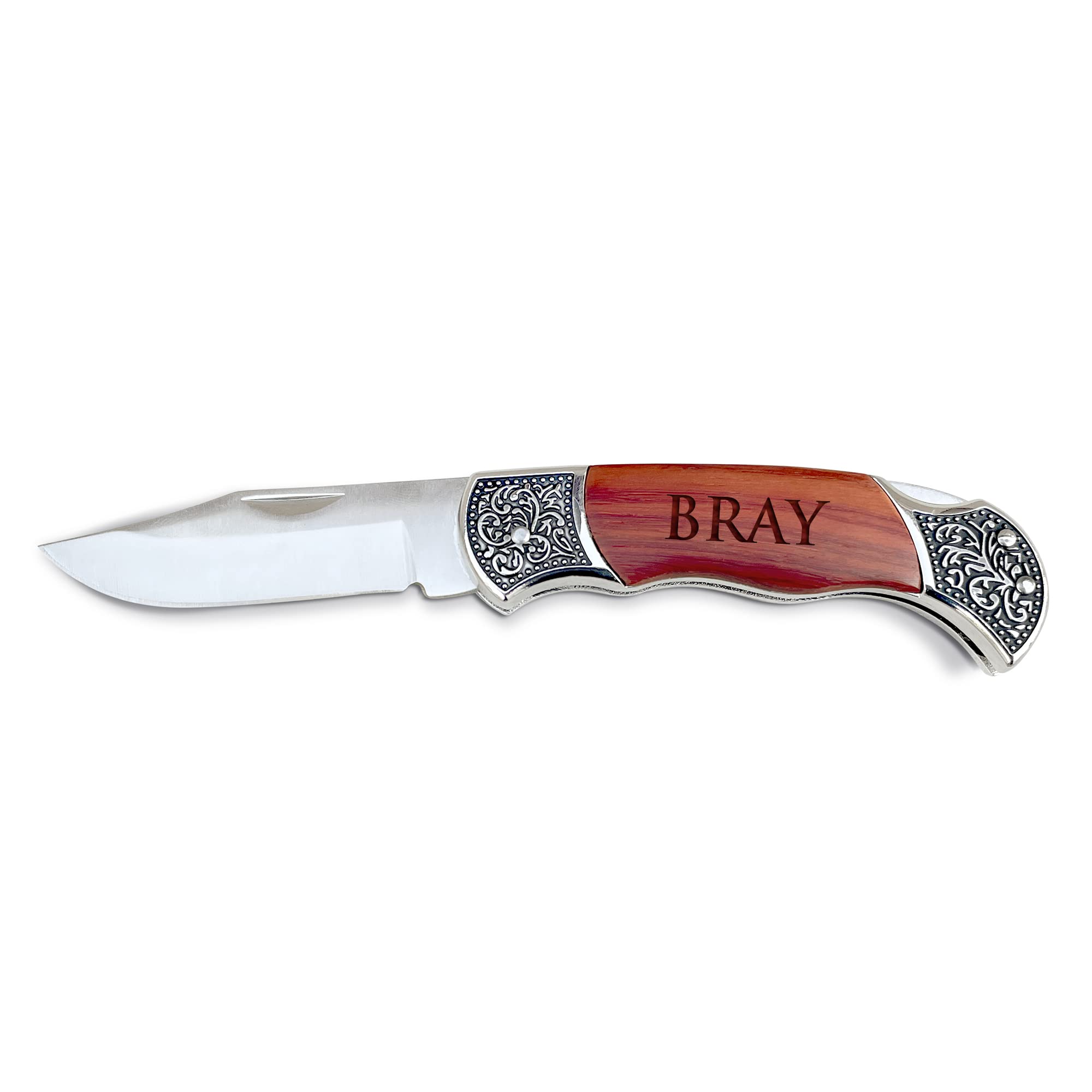 Krezy Case Personalized Engraved Pocket Knife, Engraved Folding Pocket Knife with Wooden Box, 7.25in Engraved Pocket Knife, Hunting Knife For Men