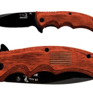 NDZ Performance Elk Ridge ERA004 3.5" Spring Assisted Flipper Folding Knife, Hunting Pocket Knife with Clip, Laser Engraved - Bass Fish