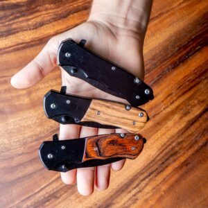 Personalized Pocket Knife For Men, Automatic Spring Assisted Tactical Switchblade Folding Knives With Belt Clip, Sharp Blades, Rosewood Custom Laser Engraved Gifts for Him, 1 Pc, EngraveMyMemories