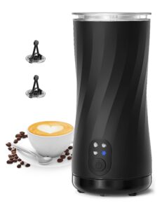 milk frother, symdral 4-in-1 milk frother and steamer, automatic hot and cold foam maker & milk heater, with auto shut-off, silent operation, frother for coffee, latte, cappuccino, macchiato (black)