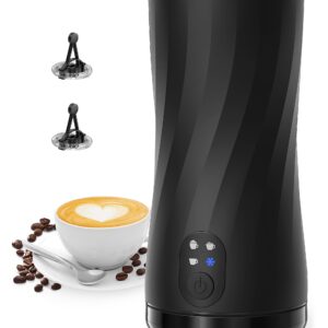 Milk Frother, Symdral 4-in-1 Milk Frother and Steamer, Automatic Hot and Cold Foam Maker & Milk Heater, with Auto Shut-Off, Silent Operation, Frother for Coffee, Latte, Cappuccino, Macchiato (Black)