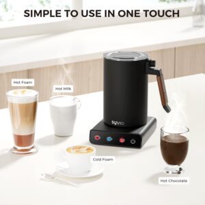 Frother for Coffee, Syvio 4-in-1 Detachable Milk Frother and Steamer with Touch Screen, 11.5oz/2 Cups Cold and Hot Foam Maker, Heating Milk/Coco, Electric Milk Steamer for Latte Cappuccino Macchiato …