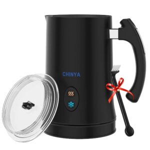 milk frother,chinya automatic milk frother with hot and cold functionality, electric milk steamer and warmer for latte, cappuccino, hot chocolate and macchiato, auto shutoff (black)