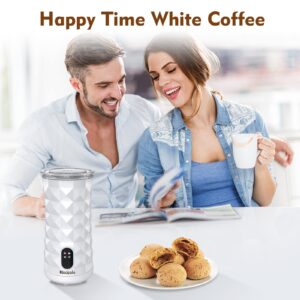 KIGOZOLO Milk Frother Steamer 4 in 1 Electric Coffee Frother with Quiet Operation,Effortless Foam,Unique Diamond Design,Temperature Control, and Auto Shut-Off, Perfect for Coffee Lovers(White)