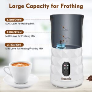 KIGOZOLO Milk Frother Steamer 4 in 1 Electric Coffee Frother with Quiet Operation,Effortless Foam,Unique Diamond Design,Temperature Control, and Auto Shut-Off, Perfect for Coffee Lovers(White)