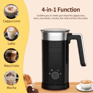 4 in 1 Electric Milk Frother: 10oz/350 mL Large Capacity Electric Milk Steamer for Hot and Cold Milk Froth - Automatic Milk Frother & Warmer for Latte, Cappuccinos, Macchiato, Hot Chocolate