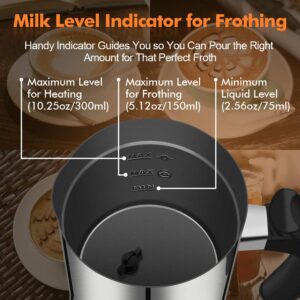 NAUTOR Milk Frother, Electric Milk Frother with Hot or Cold Functionality, Foam Maker, Silver Stainless Steel, Automatic Milk Frother and Warmer for Coffee, Cappuccino and Matcha