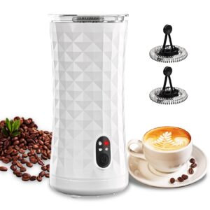 Milk Frother, 4 IN 1 Automatic Warm and Cold Milk Foamer, Auto Shut-Off and Silent Operation Milk Steamer for Coffee Latte, Cappuccino, Macchiato,Chocolate (White)