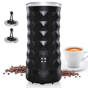 KIGOZOLO Milk Frother Steamer 4 in 1 Electric Coffee Frother with Quiet Operation,Effortless Foam,Unique Diamond Design,Temperature Control, and Auto Shut-Off, Perfect for Coffee Lovers(Black)