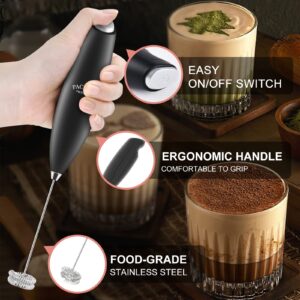 PACAHO Powerful Milk Frother with Double Whisk, Handheld Electric Foam Maker, Hand Mixer Wand, Portable Mini Blender Foamer Stirrer for Coffee, Latte, Matcha,Hot Chocolate