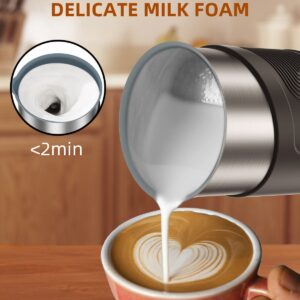 4 in 1 Electric Milk Frother and Steamer, Milk Warm Frother for Hot Chocolate, Latte, Cappuccino, Stainless Steel Automatic Hot Cold Foamer-Coffee Steamer Foam Maker