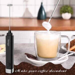 Venigo Handheld Milk Frother, Battery Operated Electric Foam Maker and Mixer for Drinks, Perfect for Bulletproof Coffee, Matcha, Cappuccino, and Hot Chocolate (Black)