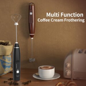 Milk Frother Handheld Rechargeable Frother for Coffee Milk Foamer with Stainless Steel Whisk and Hook, Electric Whisk Drink Mixer for Coffee, Frappe, Lattes, Cappuccino and Hot Chocolate Eggs