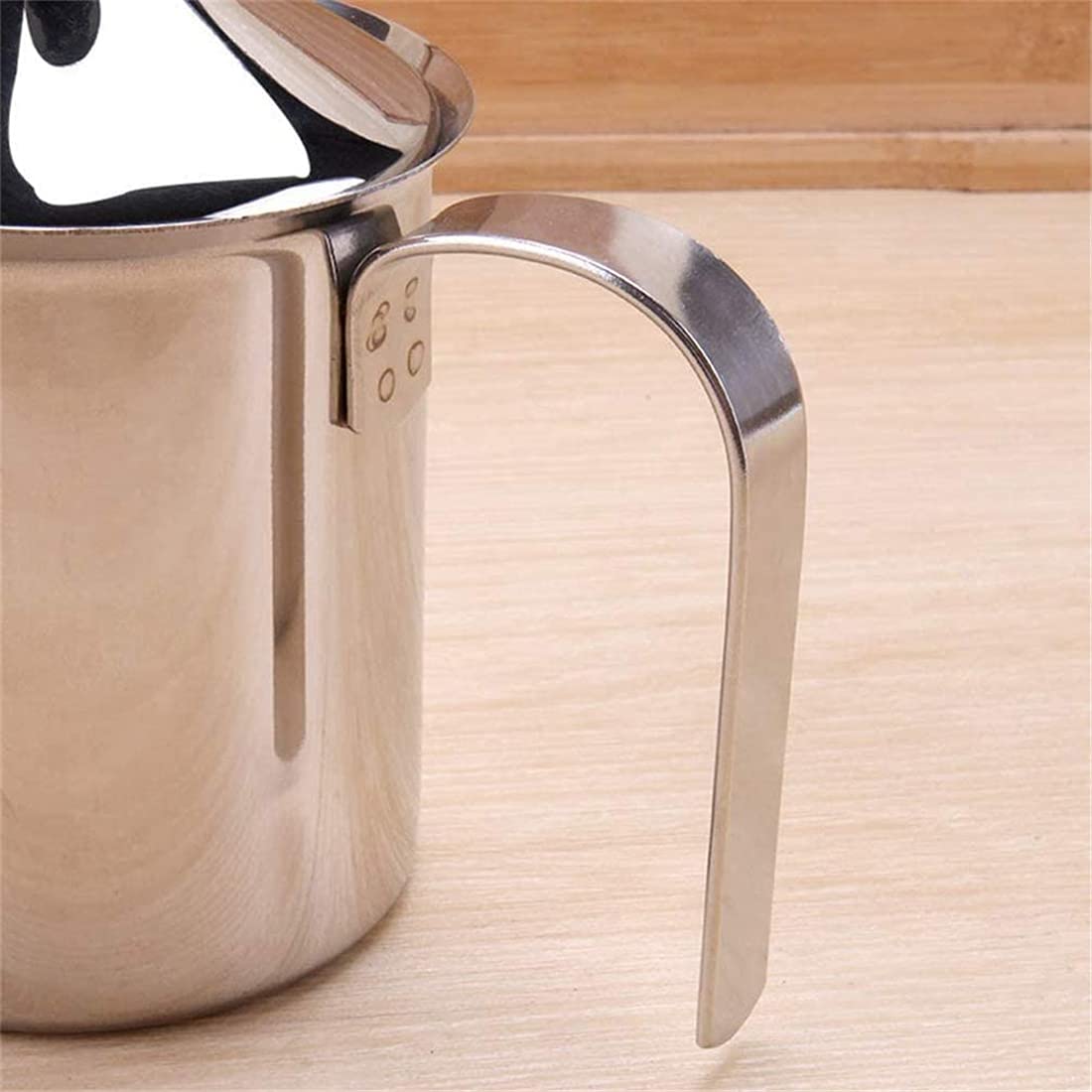 Sindh Stainless Steel Manual Milk Frother, Hand Pump Milk Foamer with Filter Screen for Cappuccino Coffee Latte Hot Chocolate, 14-Ounce Capacity (400ml)