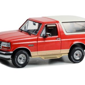 Greenlight 1994 Bronco Eddie Bauer Edition Electric Red Metallic and Tucson Bronze with White Top Artisan Collection 1/18 Diecast Model Car 19135