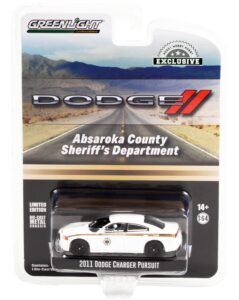 2011 charger pursuit white absaroka county sheriff's department hobby exclusive 1/64 diecast model car by greenlight 30334