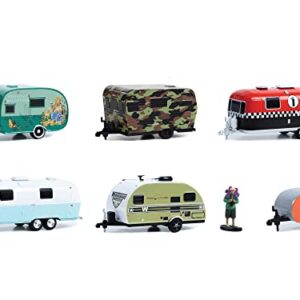 Hitched Homes 6 Piece Travel Trailers Set Series 13 1/64 Diecast Models by Greenlight 34130