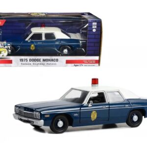 1975 Monaco Dark Blue with White Top Kansas Highway Patrol Hot Pursuit Series 1/24 Diecast Model Car by Greenlight GL85572