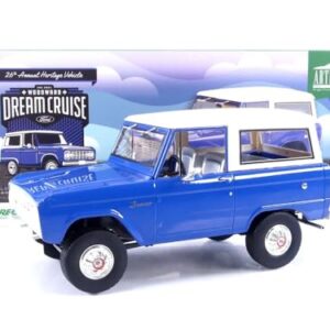 Greenlight 1966 Ford Bronco Blue with Cream Top 26th Annual Woodward Dream Cruise Featured Heritage Vehicle Artisan Collection 1/18 Diecast Model Car