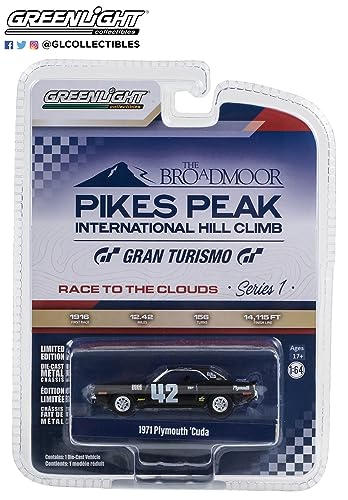 Greenlight 13330-D Pikes Peak International Hill Climb Series 1-1971 Plymouth ‘Cuda #42 - Jess Neal 1/64 Scale