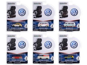 club vee v-dub set of 6 pieces series 17 1/64 diecast model cars by greenlight 36080set