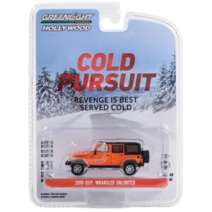 2010 Wrangler Unlimited Orange with Black Top Cold Pursuit (2019) Movie Hollywood Series Release 40 1/64 Diecast Model Car by Greenlight 62010E