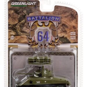 Greenlight 30405 Battalion 64-1945 M4 Sherman Tank - U.S. Army World War II - 40th Tank Battalion, 14th Armored Division with T34 Calliope Rocket Launcher 1/64 Scale