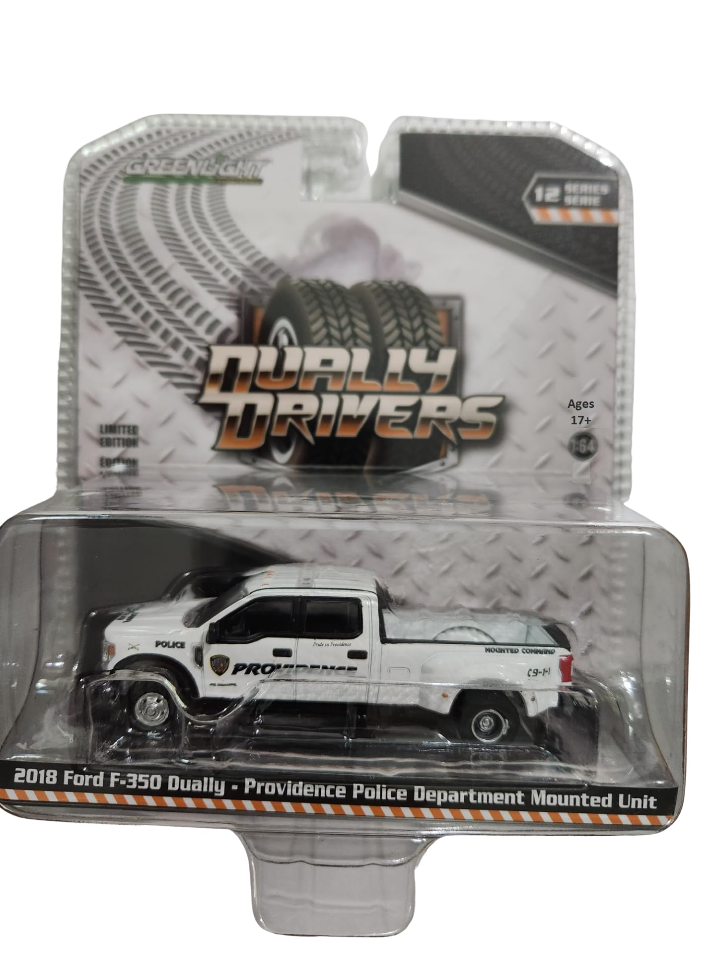 Greenlight 46120-E Dually Drivers Series 12-2018 F-350 Dually - Providence Police Department Mounted Unit, Mounted Command - Providence, Rhode Island 1/64 Scale Diecast