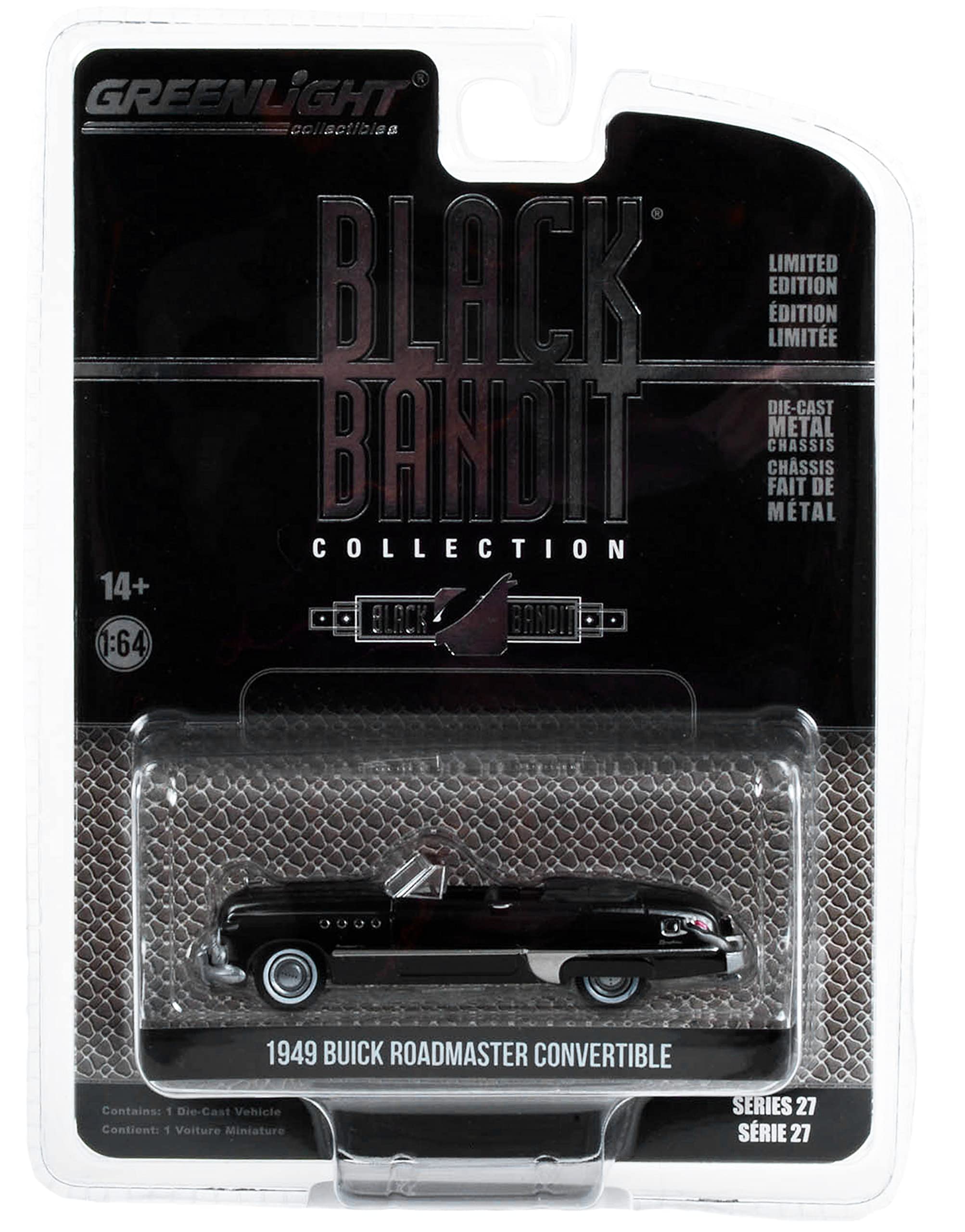 1949 Roadmaster Convertible Black Metallic Black Bandit Series 27 1/64 Diecast Model Car by Greenlight 28110 A