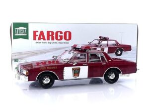 greenlight 1987 chevrolet caprice burgundy with burgundy interior minnesota state trooper fargo (1996) movie artisan collection 1/18 diecast model car