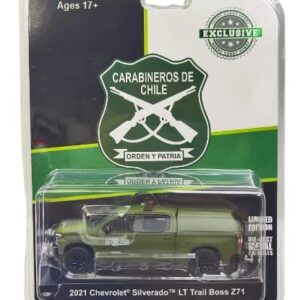 Greenlight 30318 2021 Chevy Silverado LT Trail Boss Z71 Police with Camper Shell - Carabineros de Chile - Grupo de Operaciones Policiales Especiales (GOPE) (Hobby Exclusive) 1/64 Scale Diecast