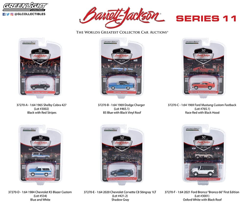 Greenlight 37270 Barrett-Jackson Scottsdale Edition Series 11 Complete Set of Six (6) Diecast Models 1:64 Scale