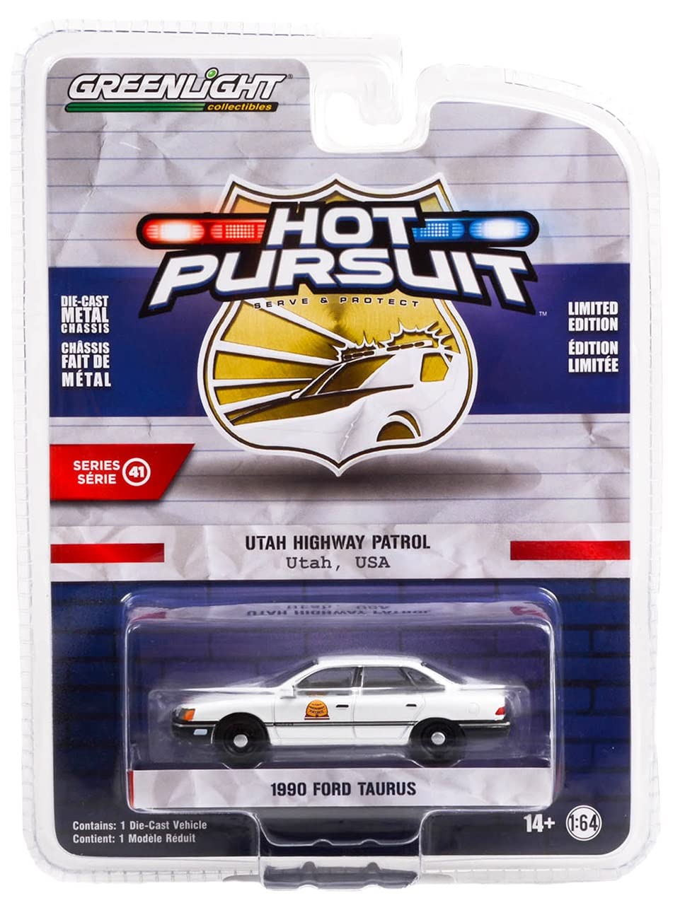 Greenlight 42990-A Hot Pursuit Series 41-1990 Taurus - Utah Highway Patrol 1/64 Scale Diecast