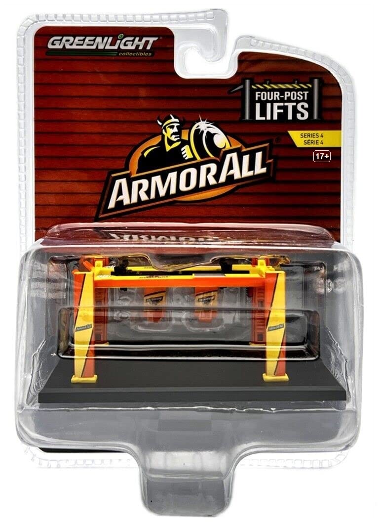 Greenlight 16150-A Auto Body Shop - Four-Post Lifts Series 4 - Yellow Arm or All 1:64 Scale Diecast