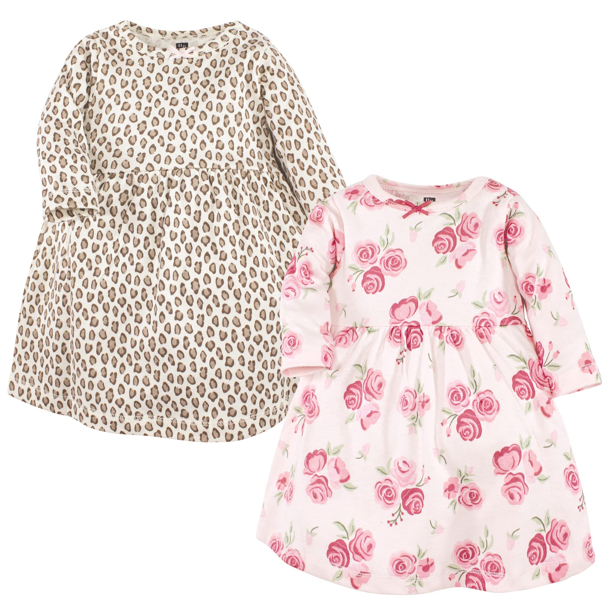 Hudson Baby Infant and Toddler Girl Cotton Dresses, Blush Rose Leopard, 2 Toddler