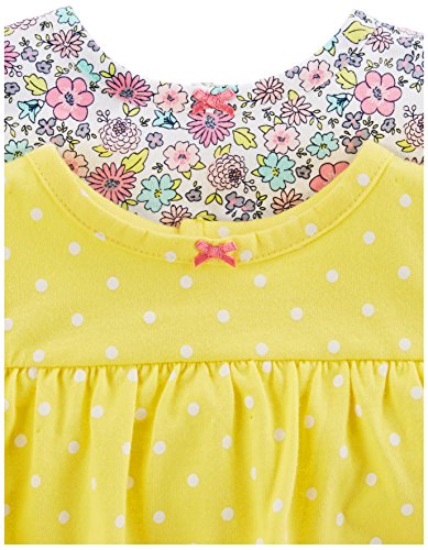 Simple Joys by Carter's Baby Girls' 3-Pack Romper, Sunsuit and Dress, Pink Dots/White Floral/Yellow Bird, 6-9 Months