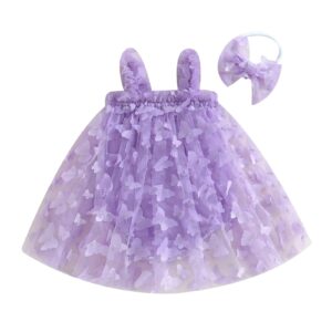 baby rompers girl princess dress ruffle mesh butterfly tulle tutu dress photograph outfit summer clothtes birthday (a purple, 3-6 months)