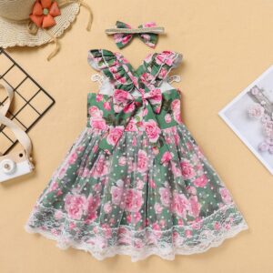 Birthday Dress for Toddler Girls,Boho Retro Tulle Tutu Dress A-Line Summer Party Princess Dress Sleeveless Backless Ruffle Swing Dresses for Christmas Baby Shower Gray Green-tulle 6-12 Months