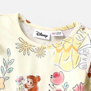 Disney Princess Dresses for Baby Girls Floral Ruffled Long-Sleeve Playwear Dress, Yellow, 6-9 Months