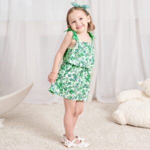 Sosomi Toddler Girls Dress Summer Clothes Sundress Butterfly Baby Girl Floral Green Dresses 18-24 Months