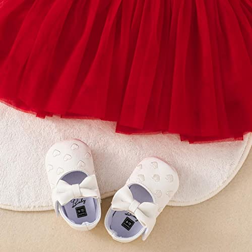 Comeon Baby Girls Toddler Dress Summer Short Sleeve Dresses Casual Cute A Line One Piece Dress Lace Prom Playwear Tutu Dress Red 6-9Months