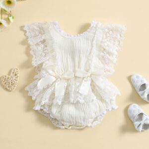 CIYCUIT Baby Girl Lace Romper Boho Clothes Newborn Photography Outfits Lace White 0-3 Months