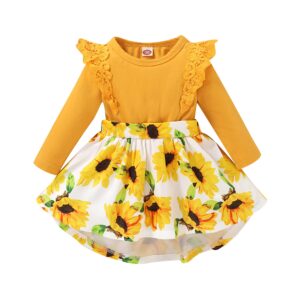 baby girl dresses newborn girl clothes cotton long sleeve dress floral romper skirt winter baby girl outifts 3-6 months yellow