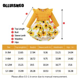 Baby Girl Dresses Newborn Girl Clothes Cotton Long Sleeve Dress Floral Romper Skirt Winter Baby Girl Outifts 3-6 Months Yellow