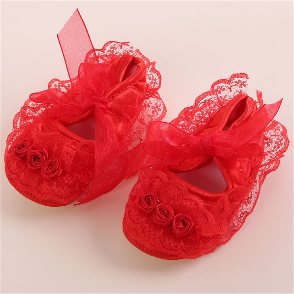 Niyage Baby Girls Clothes Dress Headband Shoes 3 Pcs Set Flowers Party Outfit Floral Dress-Red 0-3 Months