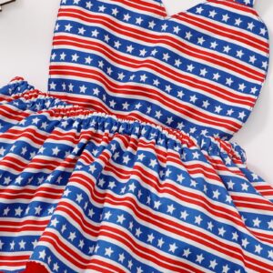 Magic Park Infant 4th of July Romper Dress Baby Girl Independence Day Outfit Toddler Patriotic Clothes America Flag Clothing (Blue Red Blue, 3-6 Months)